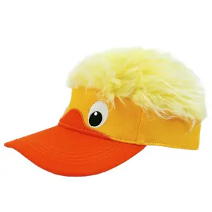 Unisex Embroidered Duck Wig Baseball Cap, Four Seasons Fashion Sun Visor Hat, Trendy Casual Hip Hop Adjustable Peaked Cap for Men Women