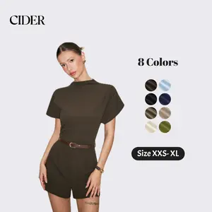 Cider Stand Collar Romper With Belt Basic Womenswear