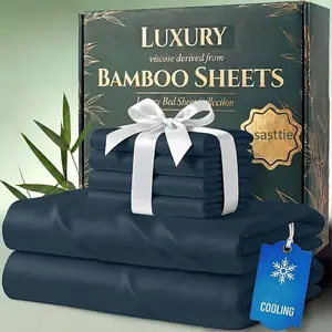 4pcs Extra Deep Pocket Sheets Bamboo Bed Sheet Set - kids bamboo Sheet & Pillowcase Set,Comfy Breathable & Cooling Bed Sheets Set - Hotel Luxury Bedding for Women, Men and kids- Deep Pockets, Ultra-Soft, Wrinkle Free