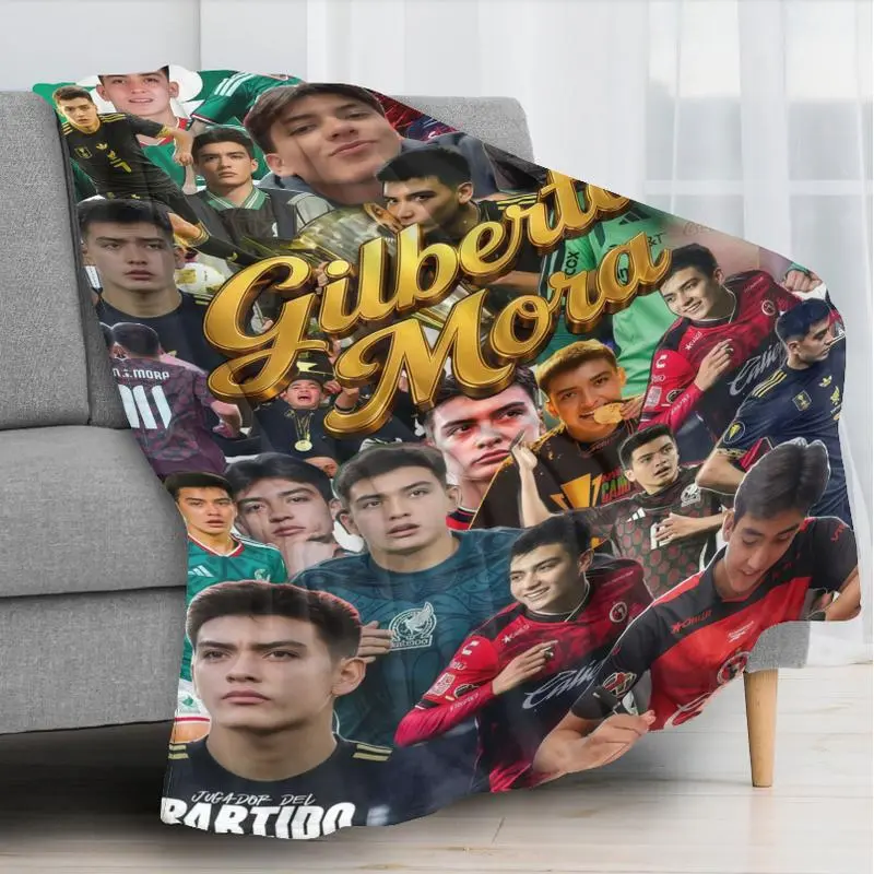 Gilberto Mora Soccer Soft Flannel Blanket for Mexico Football Fans, Player Photo Collage Throw with Mexican Soccer Star Art, Gilberto Mora Sports Blanket for Bedroom, Match Day Football Fan Throw for Couch and Game Rooms Decor