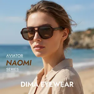 DIMA Eyewear Naomi Modern Aviator Classic Sunglasses – Classic Pilot Frame, Bio-Acetate Construction, Gradient CR39 Lenses with UV Protection, Italy Comotec Hinges, Lightweight Unisex Fashion Eyewear for Travel, Driving & Daily Style