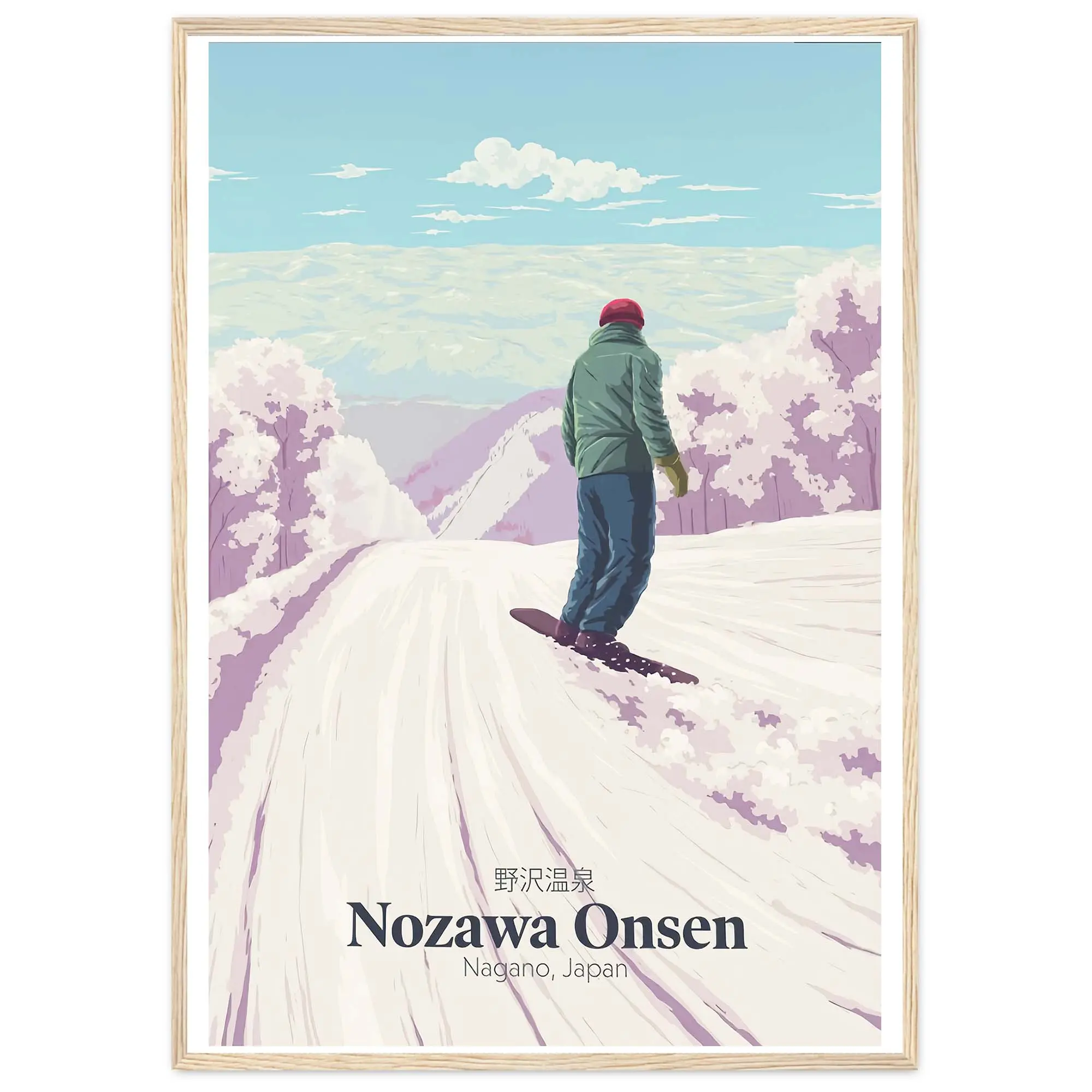 Nozawa Onsen Snowboarding Poster Japan Travel Poster Ski Resort Print Japanese W