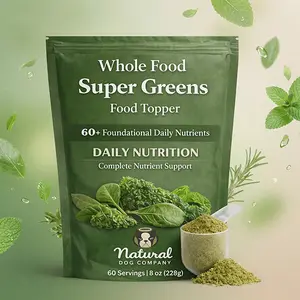 Super Greens Food Topper for Dogs 8 oz - Multivitamin & Superfood Powder - Supports Immune Digestive Health & Skin Coat - No Fillers or Artificial Preservatives - For All Life Stages