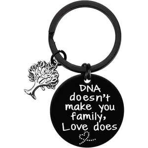 Step Parent Keychain Gifts DNA Doesn't Make You Family Love Does Keychain Step Mom Gifts Stepdad Keychains Adoption Gift Mothers Day Fathers Day Present Christmas Birthday Gift for Bonus Mom Dad