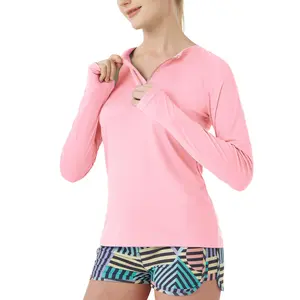 SG Edge Women's UV Protection 1/4 Zip Long Sleeve Sun Shirt, Quick-Dry Lightweight Rashguards for Swiming, Hiking, Running, Yoga, TikTokShopfalldealsforyou