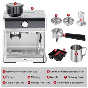 20 Bar Semi-Automatic Espresso Machine with Milk Frother, Heats in Under 30 Seconds, Double PID Temp Control, Milk Frother Steam Wand, 95 oz Removable Water Tank
