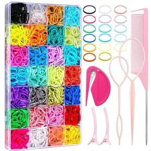 Girls' Colorful Hair Styling Accessories Set, 28 Colors Boxed Hair Bands, Non-Damaging Braiding Tools, Perfect for Hairstyle Design, Hair Accessory Set