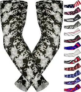 Exxact Sports 1 Pair Compression Arm Sleeves for Men Women, Breathable Baseball Arm Sleeve Football Sleeves Youth Adult - (Black Camo)