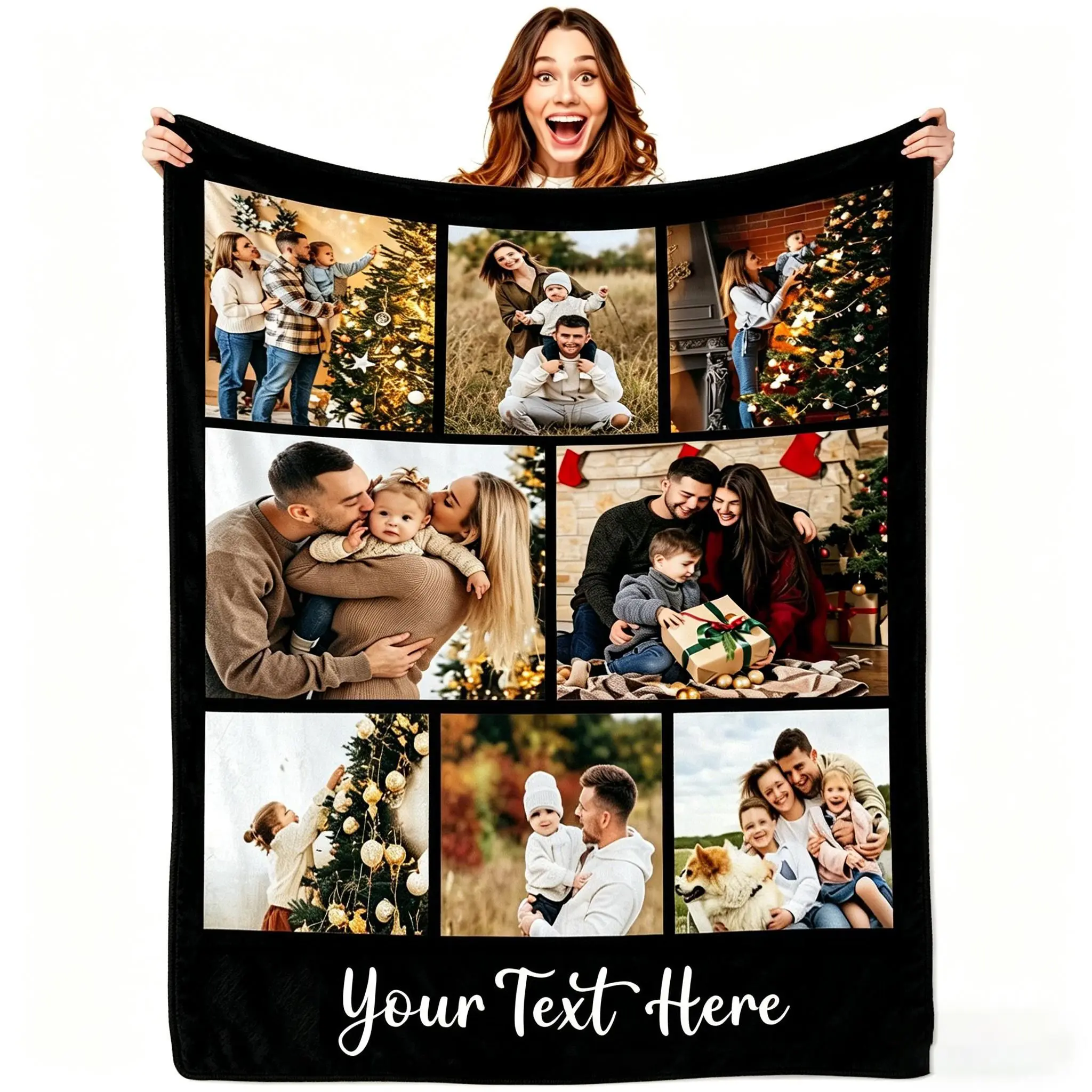 BARLEY ONE Click “Shop Chat”, Send Photos, Mother's Day Gift, Custom Photo Family Blankets, These Personalized Photo Family Blankets are Made of Flannel, Perfect for Mother's Day, Valentine's Day, Birthday, Unique Memory Gift for Men, Women, Family