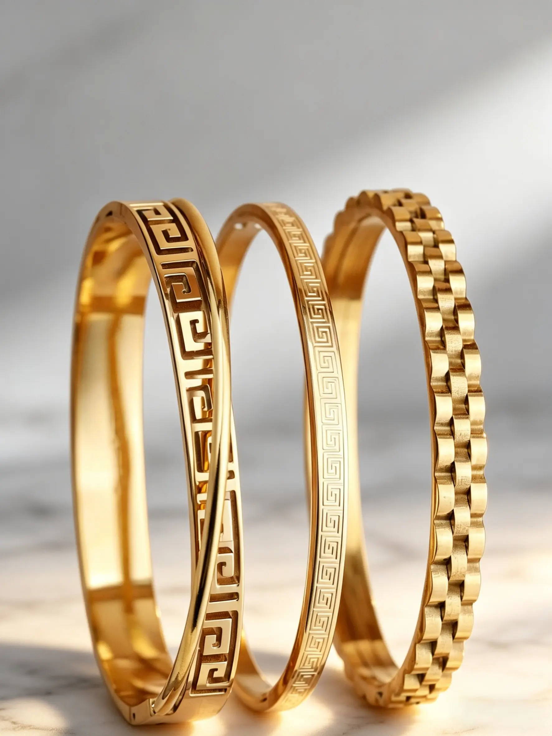 3-piece retro hollow design gold 304 stainless steel bracelet sets, Metal Bracelet, Elegant jewelry bracelet, suitable for women's daily wear, party accessories, and friend gifts, Bangles Bracelets Set