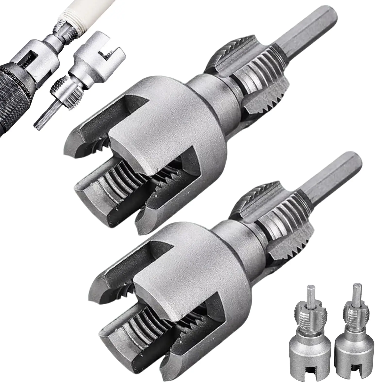 Dual-Function Metal NPT Pipe Tap Set, PVC Threading Tool Kit, Electric Drill-Compatible High-Precision Carbon Steel Fittings for External Piping, Ideal for Home Repairs with Fast Operation