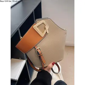 Women's Red Pebble Leather Crossbody Handbags - Chic Bag, Casual Trendy Purses, Geometric Gym Shoulder Bag with Gold Buckle, Wedding-Party Accessory Gift for Purchase