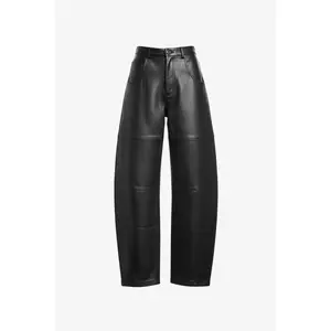Barrel Leg Leather Trousers