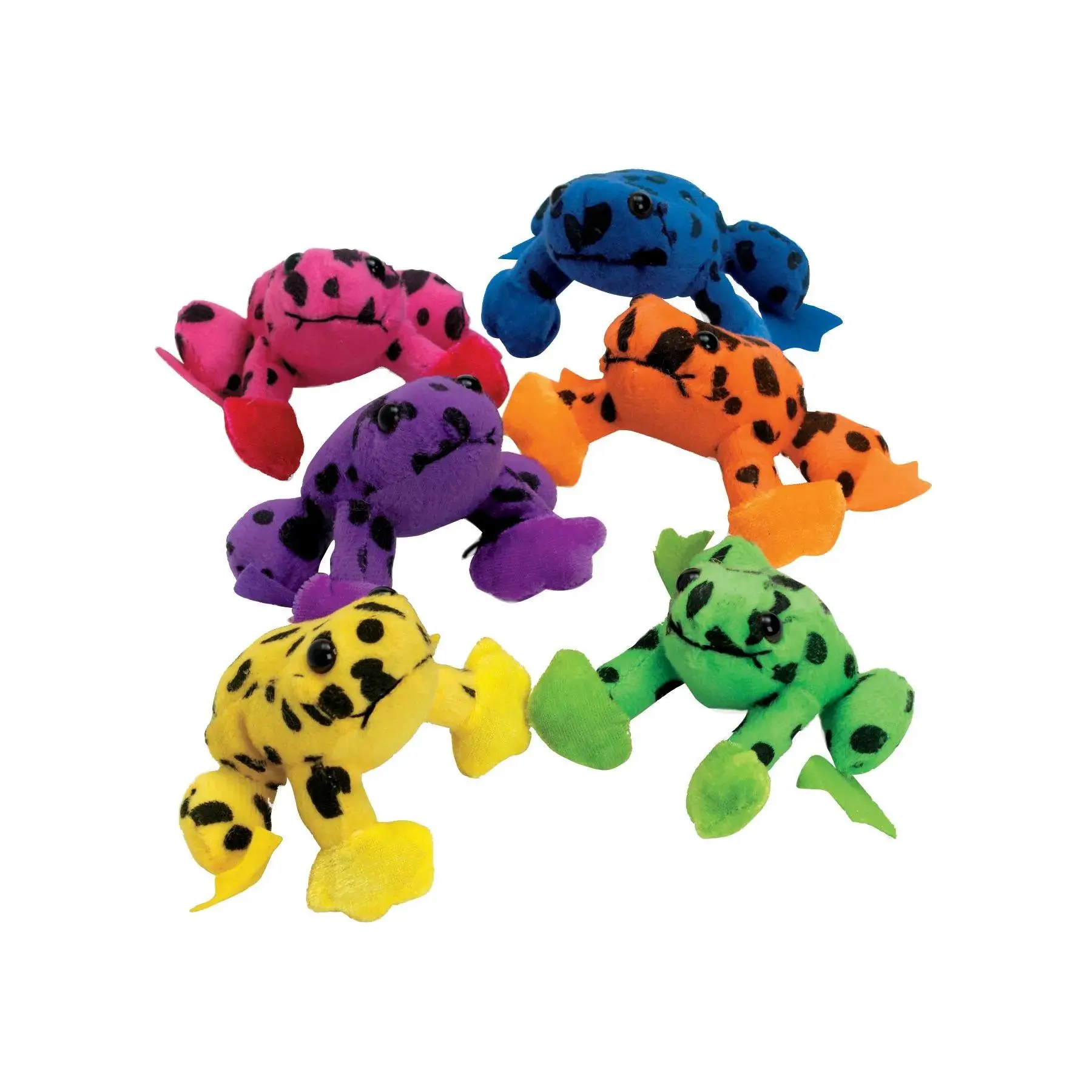 Mini Spotted Neon Stuffed Frogs - 12 Pc. Mini Spotted Neon Stuffed Frogs - 12 Pc.