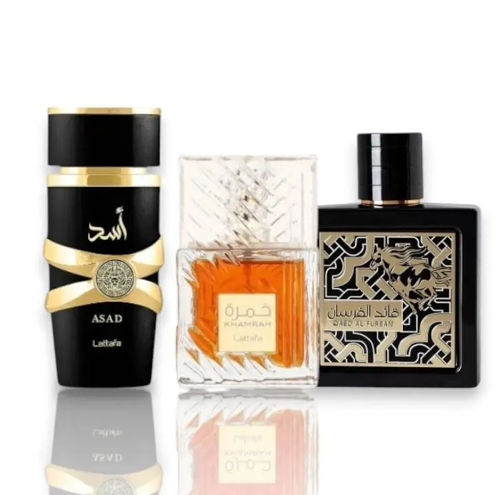 Oudlash Bundle | Khamrah + Asad + Qaed Al Fursan | Unisex Fragrance | 100ML - 3.4 Oz | Eau Dr Parfum | Cinnamon- Nutmeg, and Bergamot