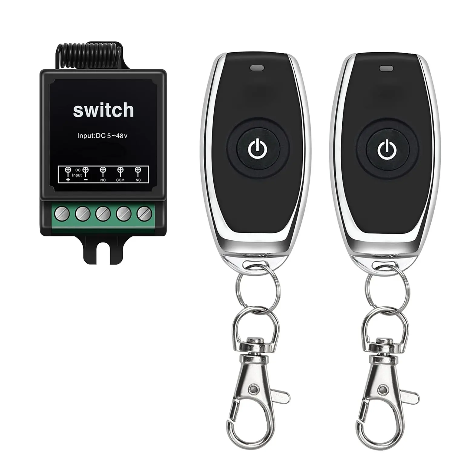 12V Remote Control Switch Mini Wireless Remote Switch Dry Contact Remote Control Relay Switch 328ft Long Range with 10A Relay for Motorcycle,Lights,Garage Door,Motor,Fan. (Dry Switch)
