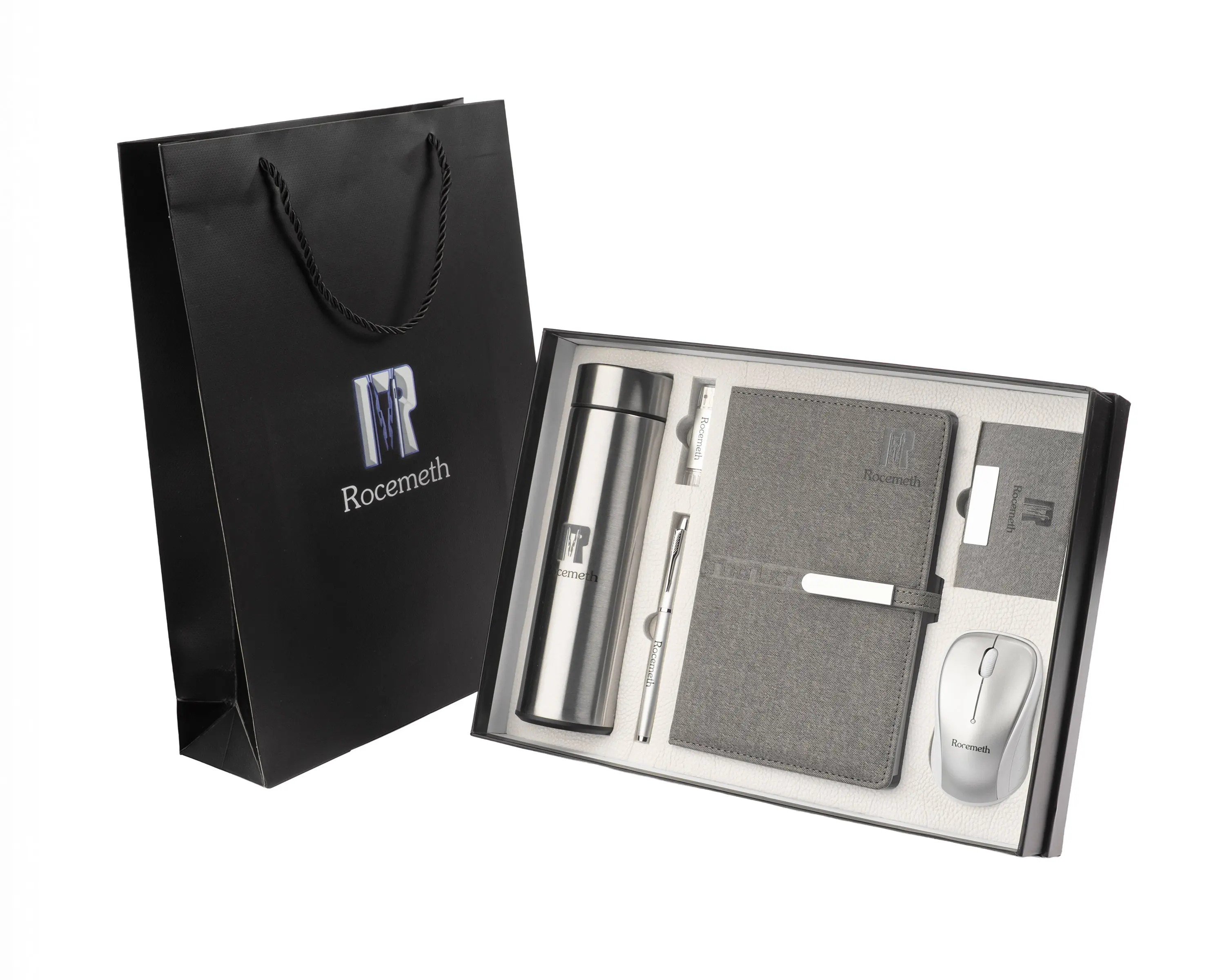 Executive-Class Office Gift Set - Model TPT14-6, Stainless Steel Dual-Use Office Stationery Set with PU Business Card Holder & Temperature Function, Ideal for Professionals & Conferences
