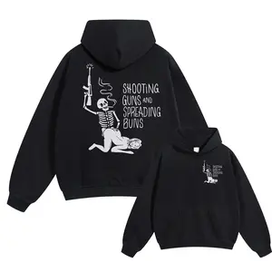 SHOOTING GUNS AND SPREADING BUNS Skull with Sexy Lady Unisex FallFreshness outfits men streetwear 80s 90s graphic tees cotton  funny Hoodies men gifts