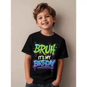 Bruh It's My Birthday Funny Birthday Boy Teen Gamer Meme Novelty Awesome Graphic Kid T-Shirt Fashion Kid T Shirts Streetwear Tops Tees for Kid
