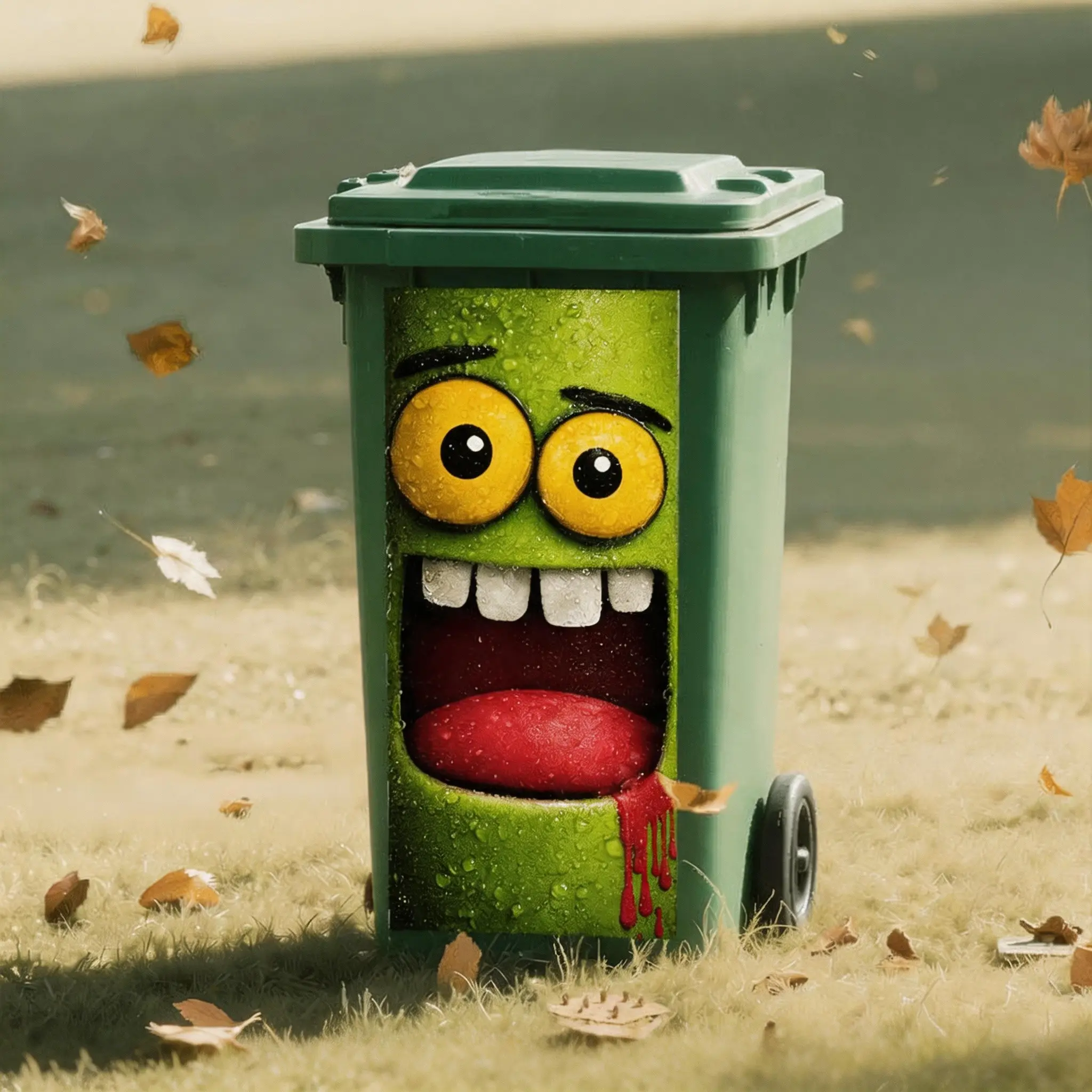 Funny Monster Face Trash Can Sticker, Self-Adhesive PVC Decorative Wall Decal, Graphic Decal, Waterproof Durable, High Gloss, Easy Peel, Indoor Outdoor Decor, Home Decor, Wall Stickers Decorations