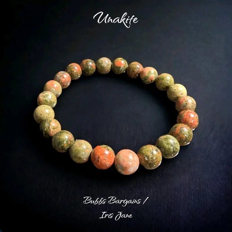 Unakite Beaded Bracelet, 8mm Natural Stones, Handmade Stretchy Unisex Natural Crystal Jewelry - Reiki Healing, Beaded Bracelet for Everyday Styling, Crystal Beaded