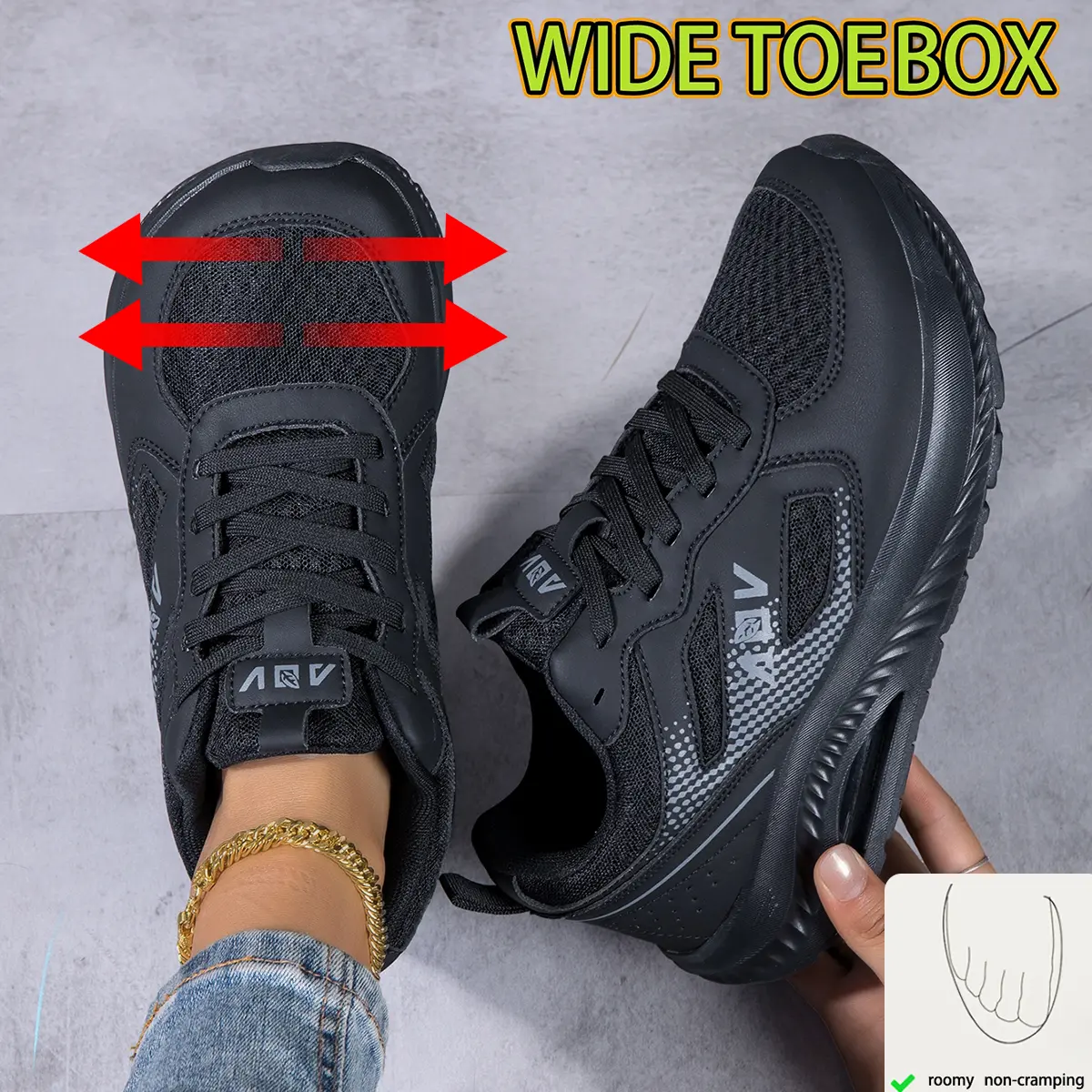 Women's Wide Toe Box Shoes | Comfortable Walking Sneakers for Bunions & Diabetic Foot Pain | Breathable mesh Casual daily wear Walkingshoes