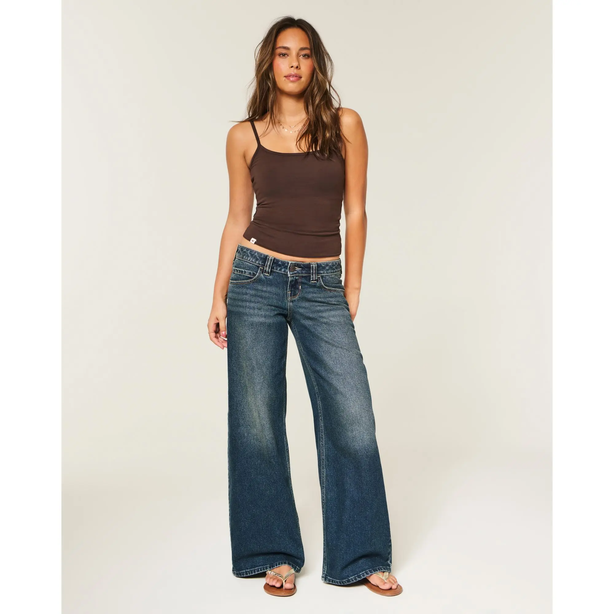 Hollister Hollister Andi Adjustable Waist Ultra Low-Rise Dark Wash Super Baggy Jeans