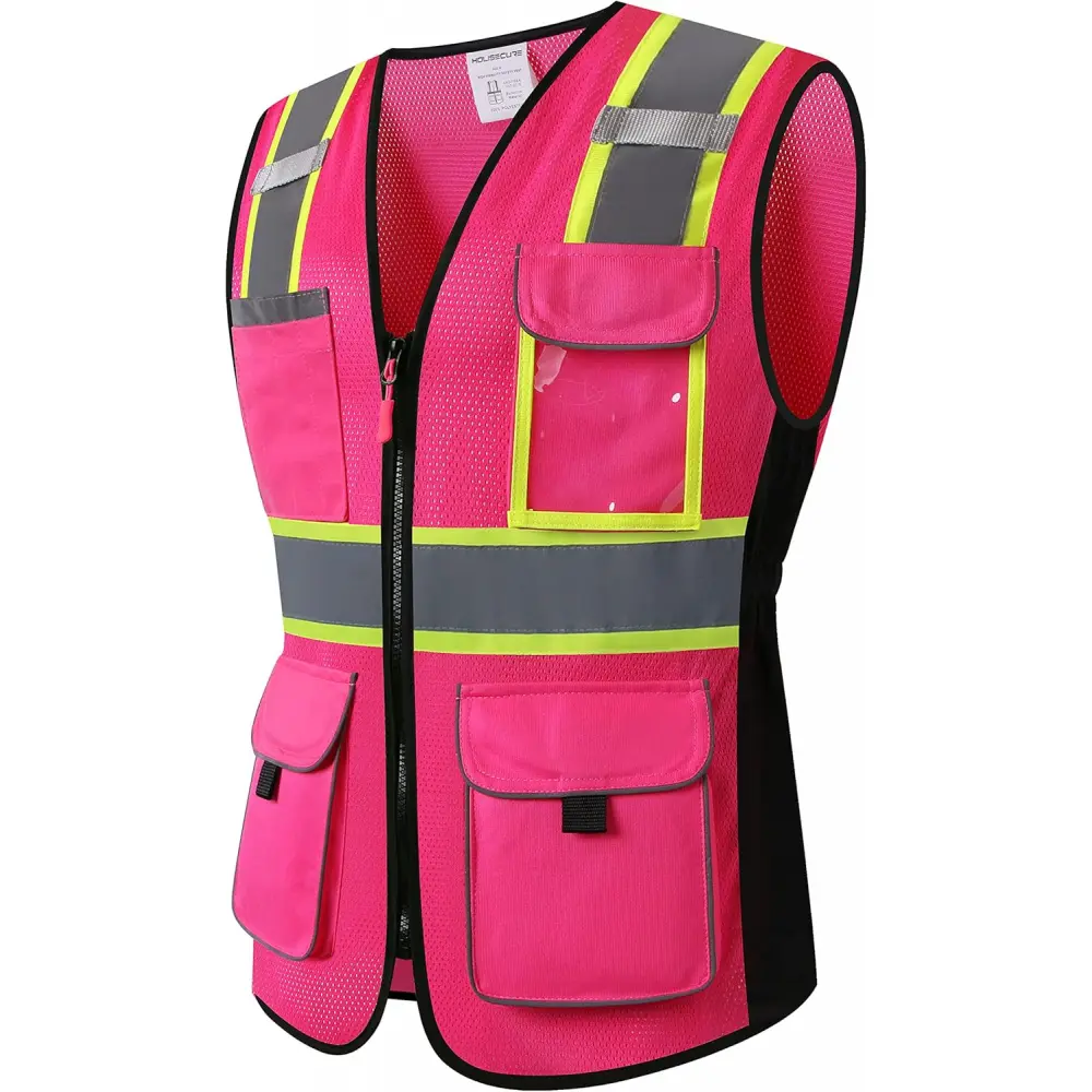 Women's Hi-Vis Reflective Work Shirt with 9 Multi-Pockets & Zipper, High Visibility Vest, Protection Safety Vest for Home Improvement, Work Safety Equipment, Protection Safety Vests