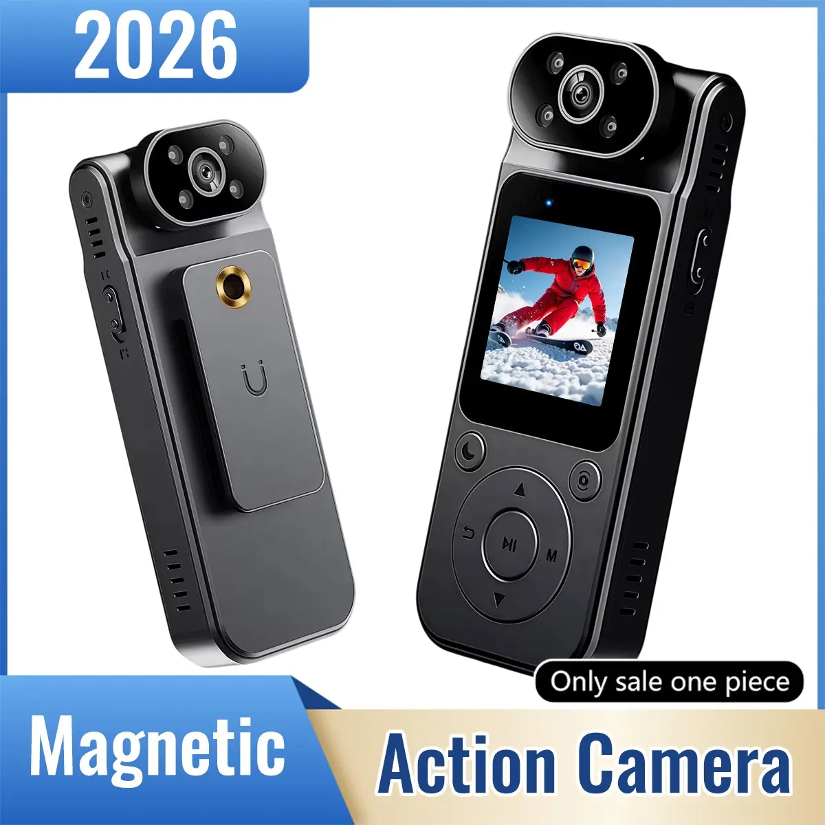 Body Camera 1080P Wearable Action Camwith IR Night Vision, Magnetic Clip & 180°Rotating Lens, Portable Pocket Video Recorder, Portable Vlogging Camera for Outdoor Sports, Cycling & Daily Vlog,Men Gifts