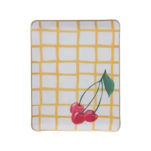 Enameled Tray Large/Cherries