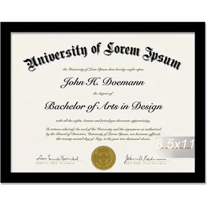 Black 8.5 x 11 Frame Display 8.5 by 11 Document Certificate Diploma Wall and Tabletop - 1 Pack