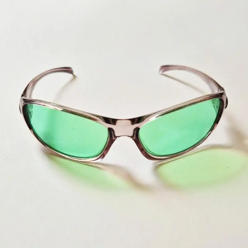 Vintage Unisex Y2K Style Green Translucent Sports Wrap Around Sunglasses / Wrap Glasses / Sports Glasses / Y2K Festival