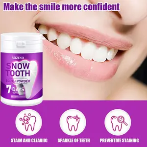 Rozino Snow Tooth Powder for Sensitive Teeth - Stain Remover & Tooth Polisher - Brightens & Strengthens Enamel in 7 Days - Sparkle of Teeth - Preventive Staining