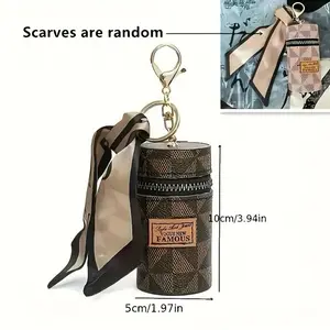 Luxury Mini Cylinder Wallet with Keychain – Designer-Inspired Travel Coin Purse, Lipstick Holder & Bag Charm