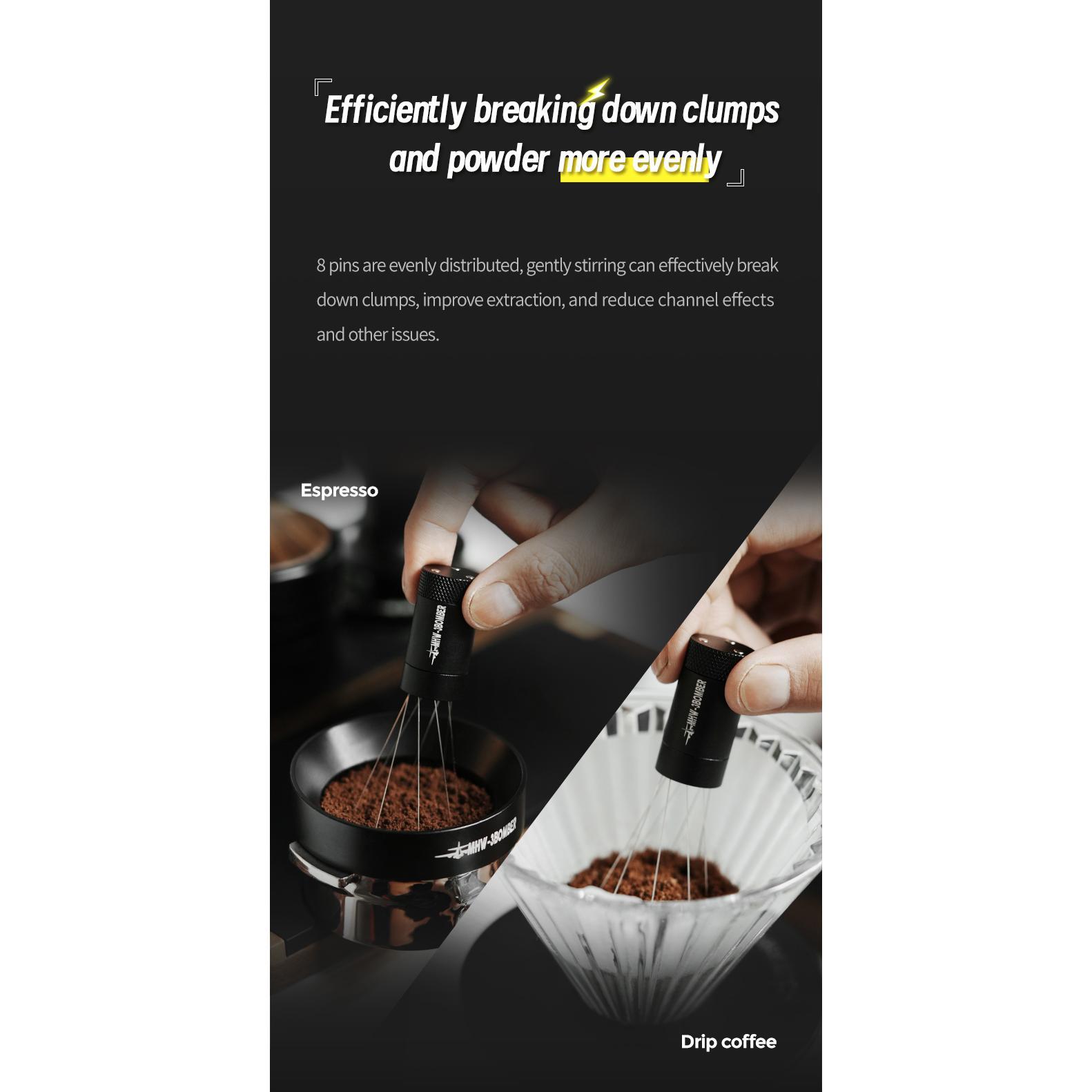 MHW-3BOMBER Espresso Distribution Tool Coffee WDT Adjustable Needles Stirrer with Magnetic Rack Professional Barista Accessories