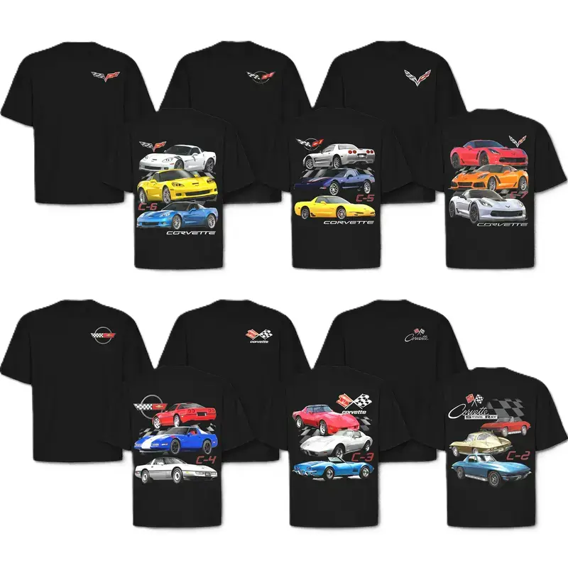 (Collection) Corvette C2 C3 C4 C5 C6 C7 T Shirt, 90s Muscle Car Trio Graphic Tee, Legendary American Sports Car Shirt, Unisex Gift For Men Women