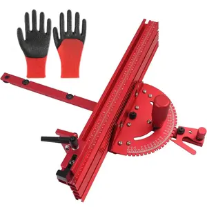 Aluminum Table Saw Precision Miter Gauge – Works with Table Saws, Band Saws & Router Tables – Includes Multi T-Track Fence with Scale & T-Track Flip Stop – Perfect for Woodworking, Cabinetry, Furniture Making, Crosscuts & Angle Cuts – Red tiktokshopspring
