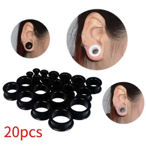 20PCS Tunnel Set 2g-1.0inch Silicone Ear Light Beige Meter Plug Ear Expander Stretching Set Cartilage
