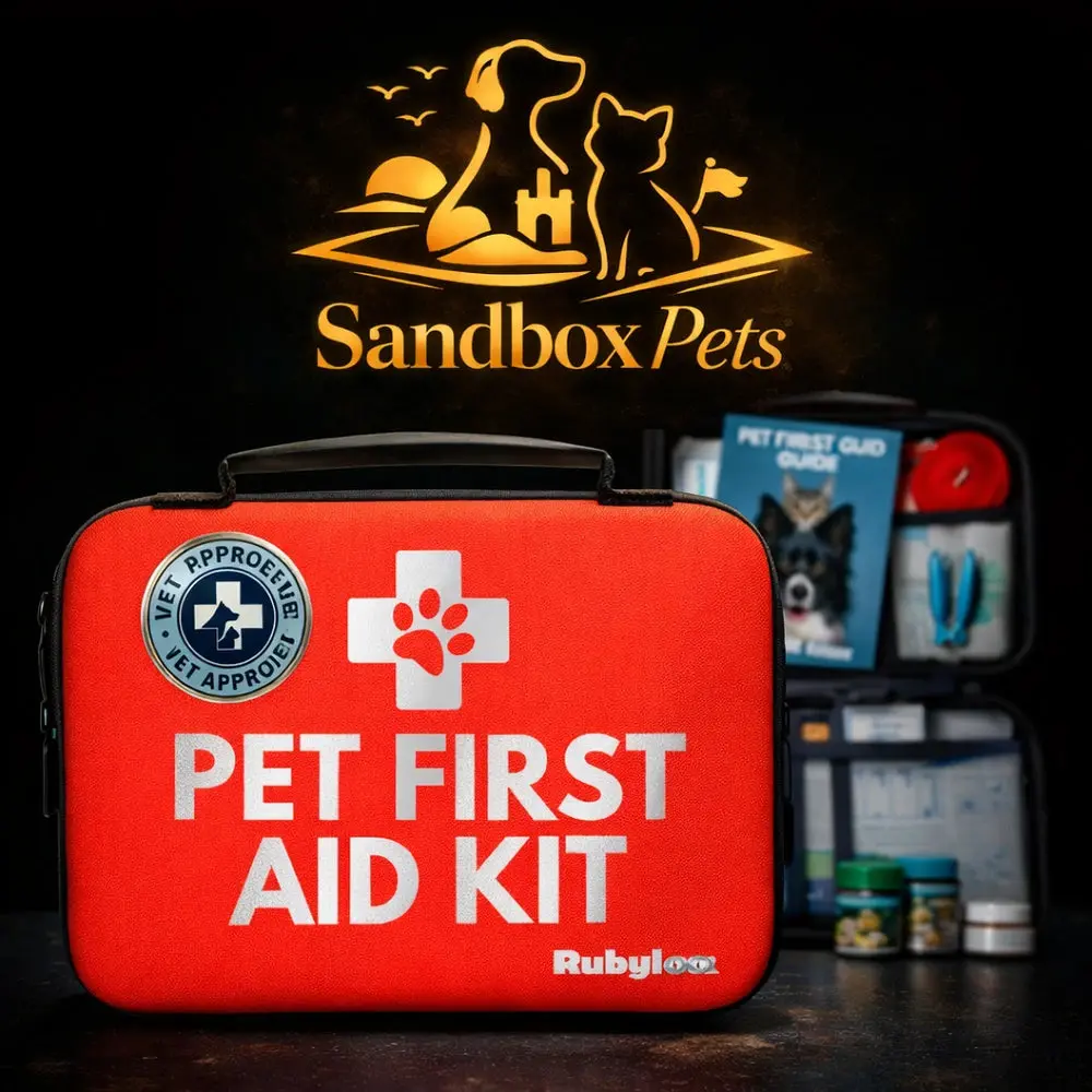 Pet First Aid Kit for Dogs-Cats, Rectangular Box with Vet-Approved Emergency Essentials for Pet Safety & Outdoor Safe Use
