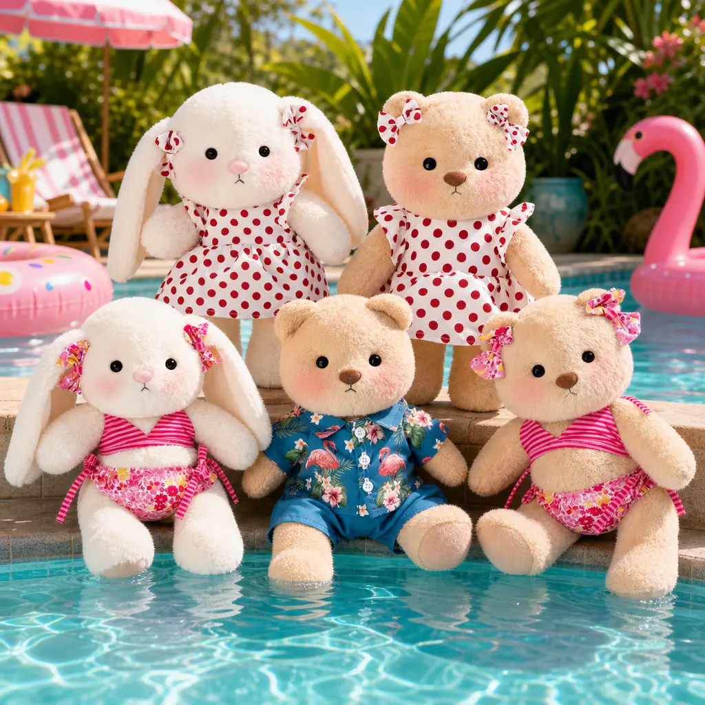 Getahug 9in Moveable Jointed Lop Ear Soft Collectible Bunny Stuffed Animal Collectibles, Handmade Sunny Polka Dot Dress-Up Plush Toy, Birthday Gift for Girls, Hand Wash Cold Water, Light Brush Clean, 30-Day Hassle-Free Returns & Exchanges
