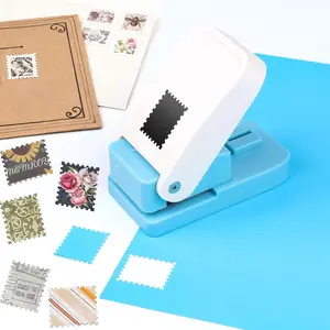 1x0.8inch Rectangular Postage Stamp Punch Portable Lever Action Scalloped Edge Hole Puncher for DIY Crafts Scrapbooking Card Making Handmade