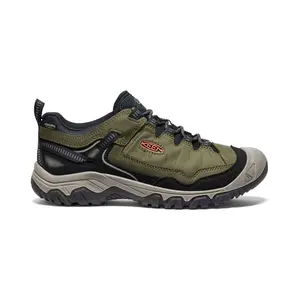 Keen Men's Targhee IV Waterproof HIking Shoe in Dark Olive Gold Flame