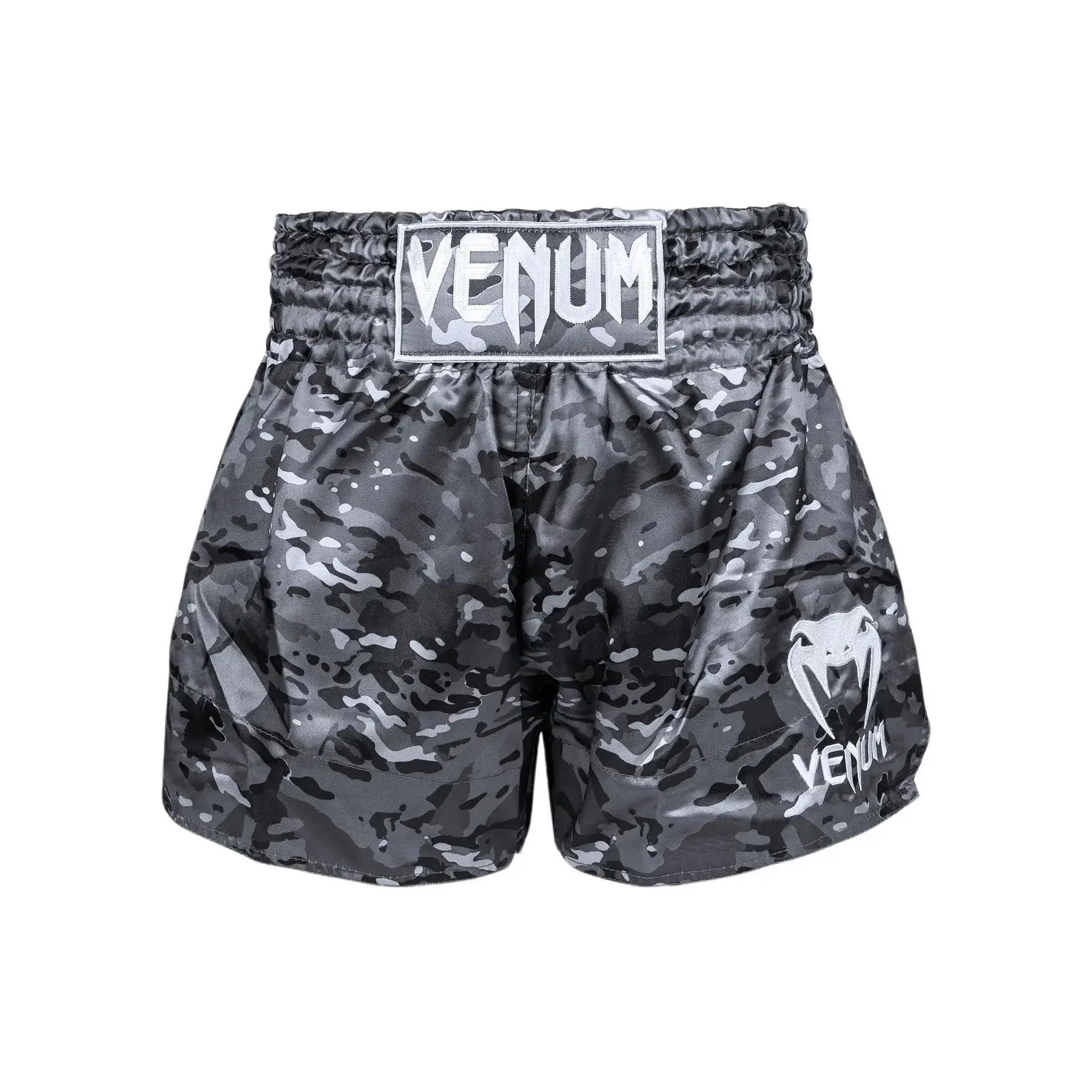 Venum Classic Camouflage Sports Shorts - Urban Camo, Lightweight Polyester, Side Slits, Wide Traditional Belt, Authentic Thai-Made, Athletic Performance