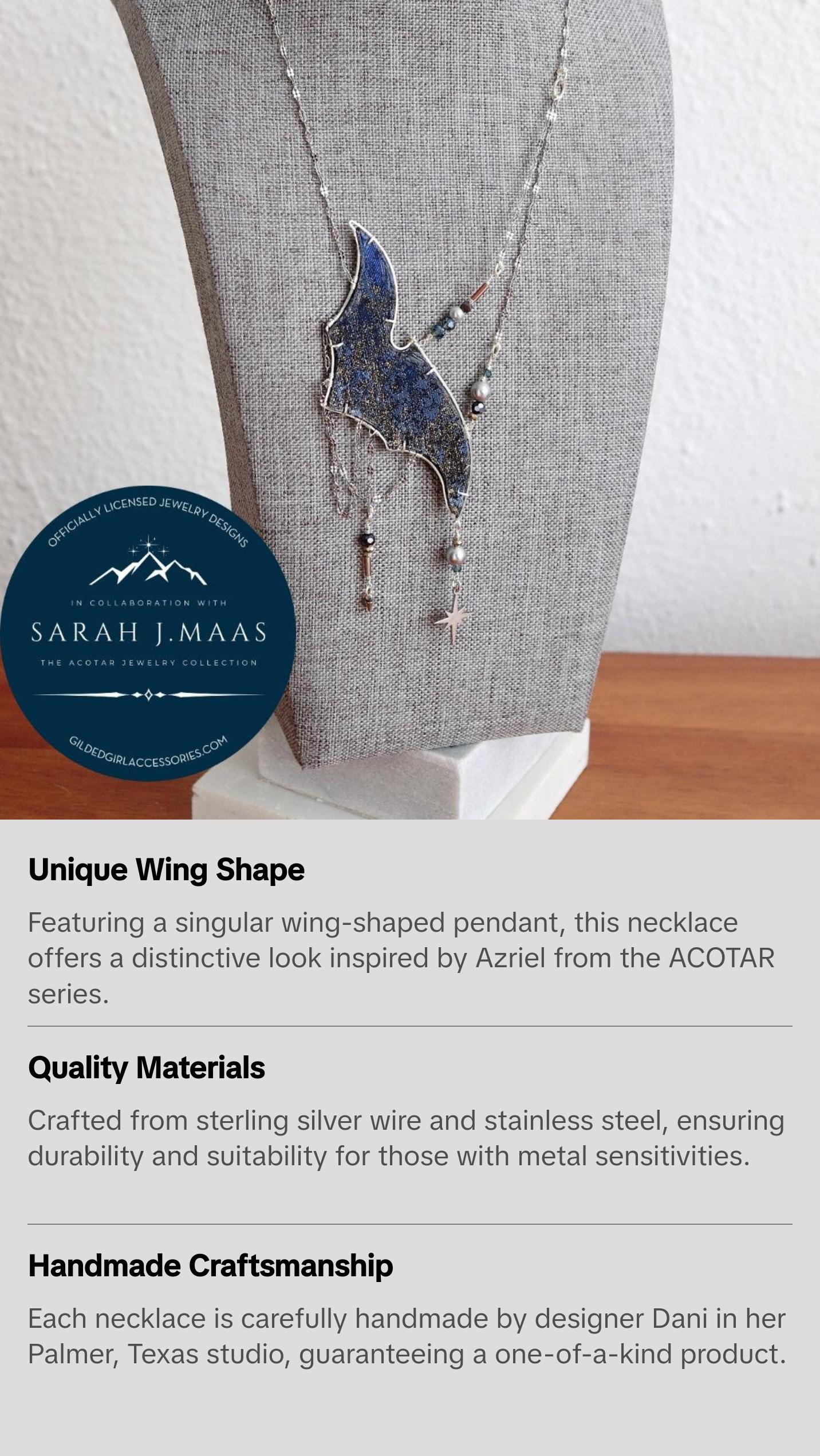 The Azriel Necklace Officially Licensed ACOTAR Necklace in Sterling Silver & Stainless-Steel The Azriel Necklace Officially Licensed ACOTAR Necklace in Sterling Silver & Stainless-Steel