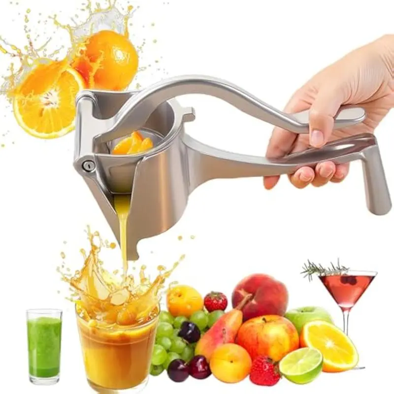 2025 Upgrade Manual Fresh Fruit Juice Extractor - Ergonomic Grip Juicer Squeezer, Easy-to-Clean Kitchen Utensils for Orange, Citrus, Pomegranate, Durable Compact Must-Have for Arthritis Hands (1, Silver)