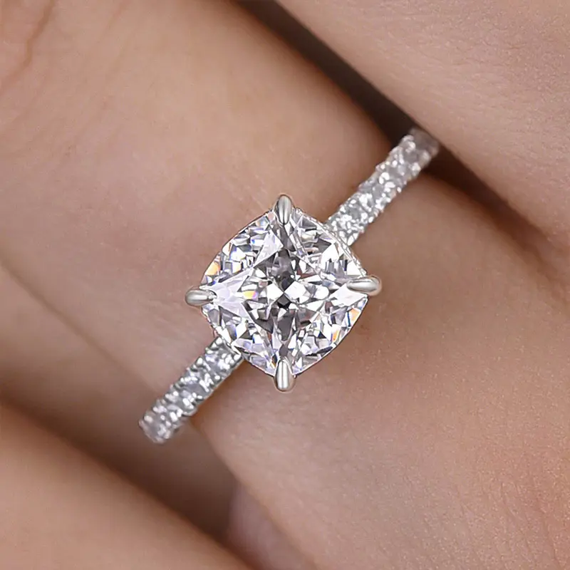 Maxine Classic 1.5ct Cushion Cut 5A Cubic Zirconia Engagement Ring - Romantic Women's Promise Ring, Wedding Jewelry for Proposal, Anniversary