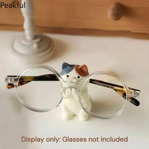 1/2pcs Cat Design Eyeglass Holder Ornament, Viral Kawaii Resin Desktop Decoration, Stylish Multi-Scenic Glasses Stand for Home Use, exquisite cartoon craft & compact space-saving design, ideal for study table layout,  modern interior embellishment