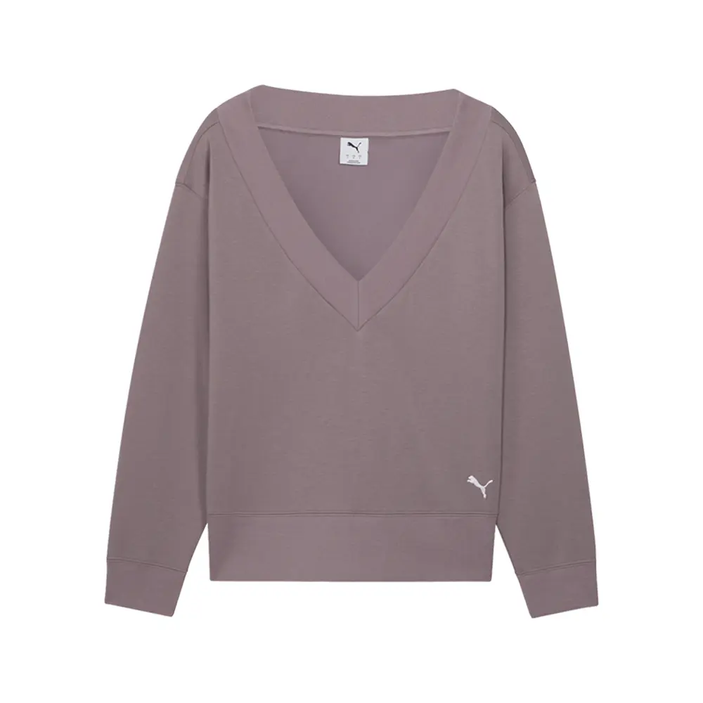 PUMA Womens Essentials V-Neck Sweatshirt Casual - Purple PUMA Womens Essentials V-Neck Sweatshirt Casual - Purple