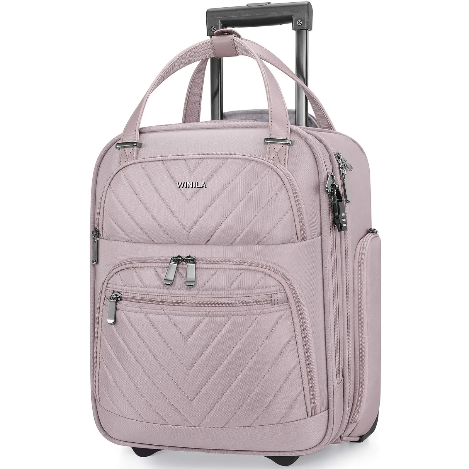 Miusse Travel Luggage Bags, 16-Inch Softside Polyester Underseat Carry-on for Men and Women, Lightweight Wheeled Carry Bag with Zipper for On the Road, Carry On Roller Bag