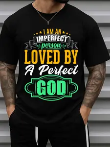 Men'S Christian Faith T-Shirt - Perfectly Imperfect in Love by God - Heavyweight 180GSM Tee - Soft Loose Fit Round Neck Short Sleeve Religious Apparel - Inspirational